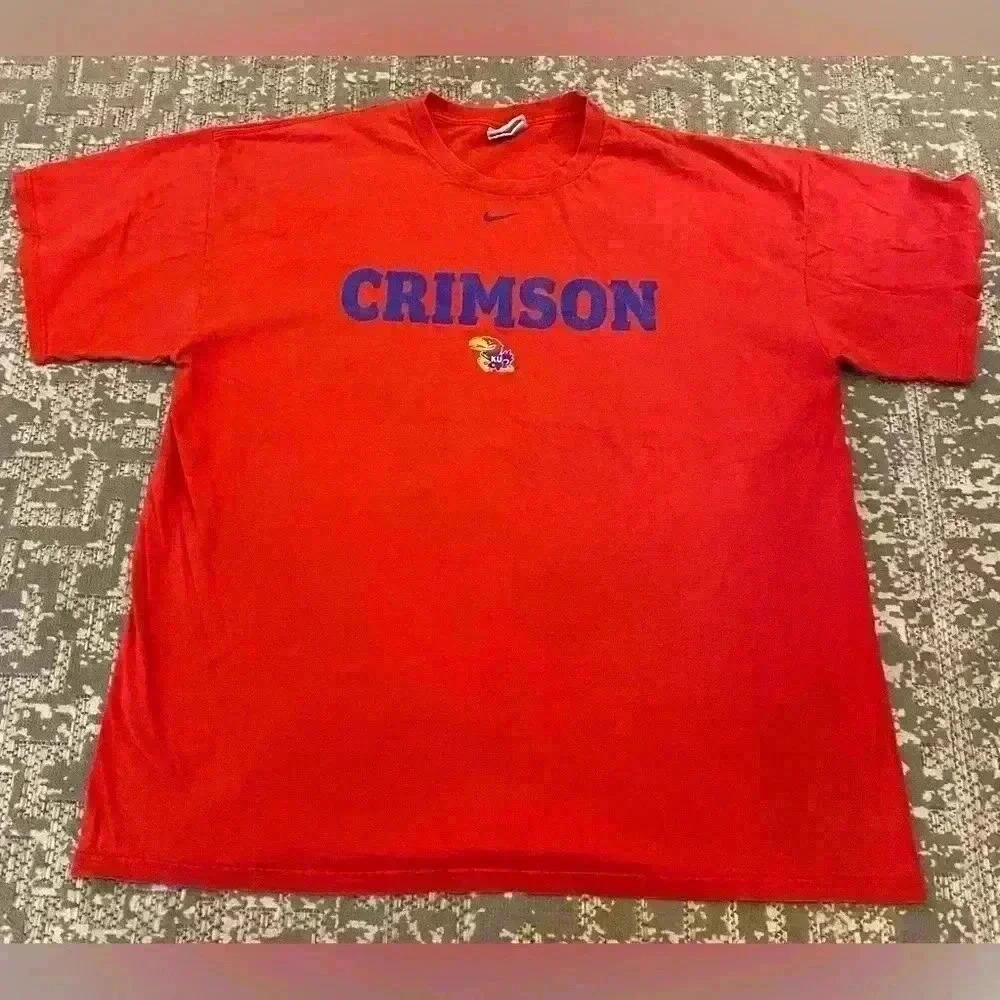 Kansas Jayhawks Nike Crimson&Blue T Shirt Men’s size XXL color Red Flaws